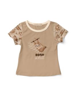 Preview: Baumwolljersey Lazy Jungle Faultier Panel ca. 50 cm Camel by Mrs. Mint Design von Swafing